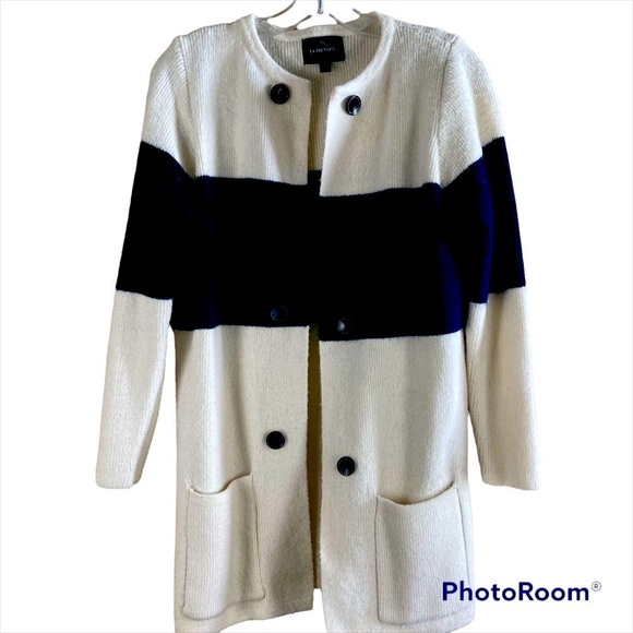 La Fee Verte - Anthropologie Stripe Wool Blend Classy Cardigan Sweater Size XS - Picture 4 of 9